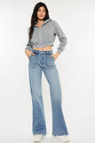 High Rise Flare Medium Wash Comfort Stretch