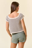 Striped Crochet Knit Top