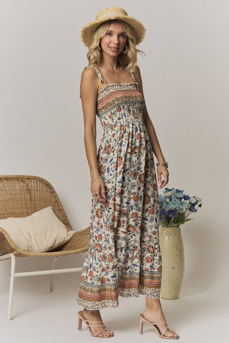 Floral Tie Shoulder Maxi Dress
