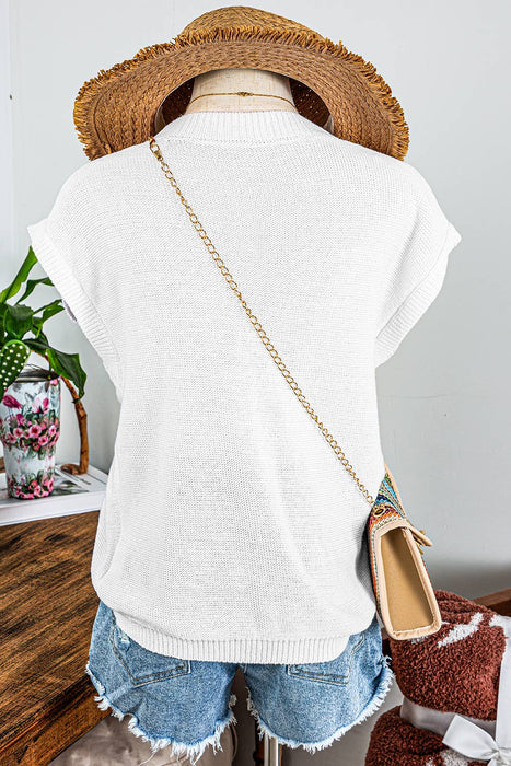 Crochet Flower Knit Short Sleeve Sweater Tops | S-XL