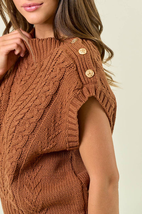 Cable Knit Vest Sweater Top