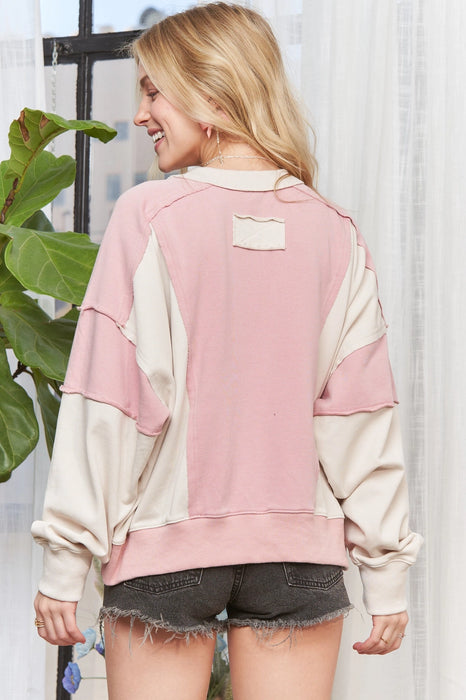Baby Pink Solid Long Sleeves Sweater Top