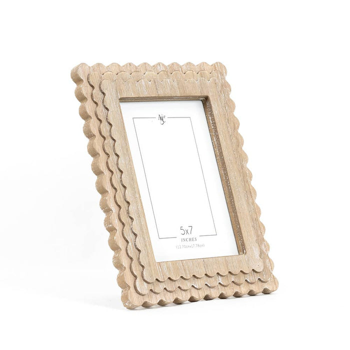 Scallop Natural Wood Photo Frame - 5x7" Photo