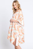Serenity Flower Print Drawstring Kimono