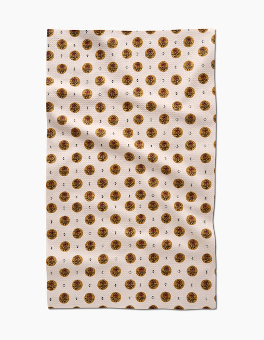 Artisanal Floral Cream Tea Towel