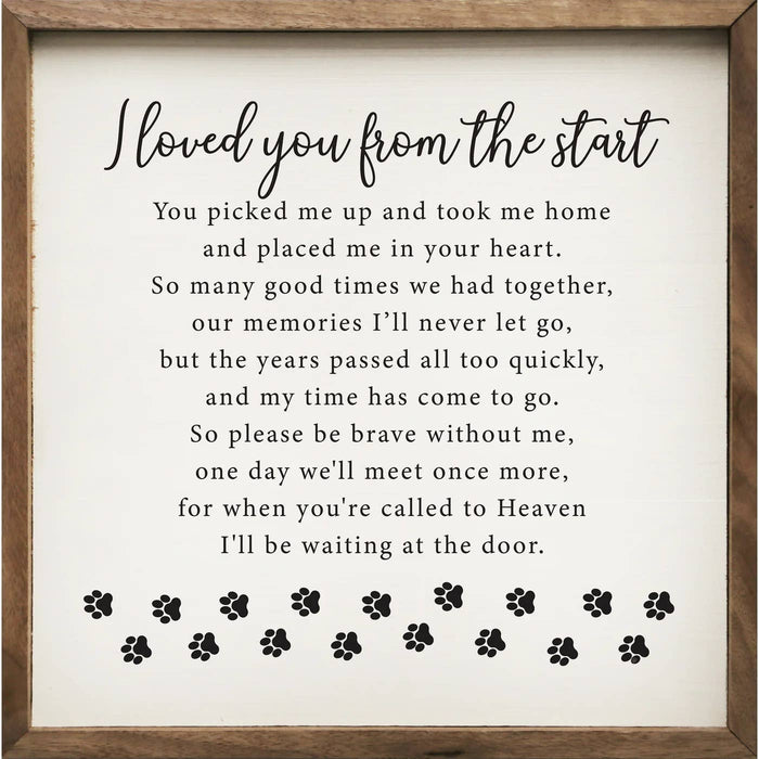 I Loved You From The Start Paws Framed Wall Sign