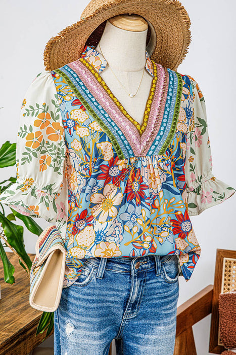 Crochet Boho Floral Blouse | S-2XL