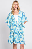 Serenity Flower Print Drawstring Kimono