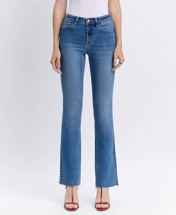 Lovervet High Rise Clean Cut Raw Hem Bootcut Jeans LV1607