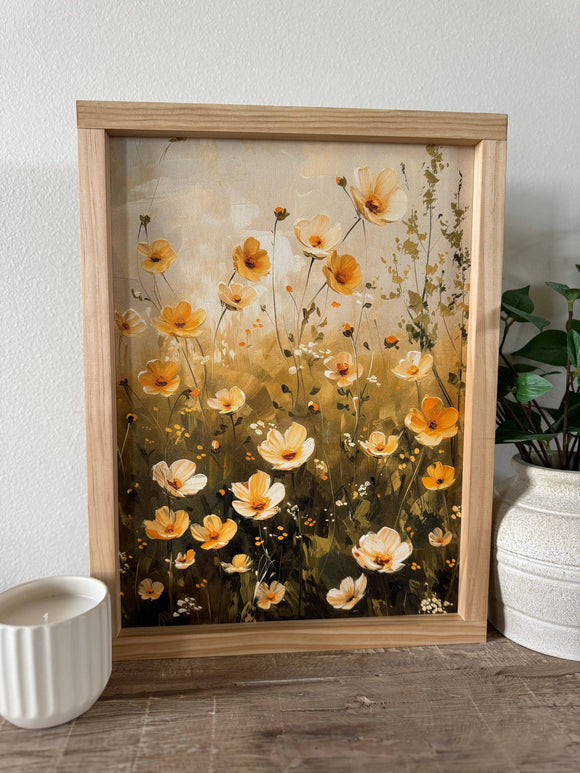 Yellow Floral Summer Vintage Wall Art 8x12