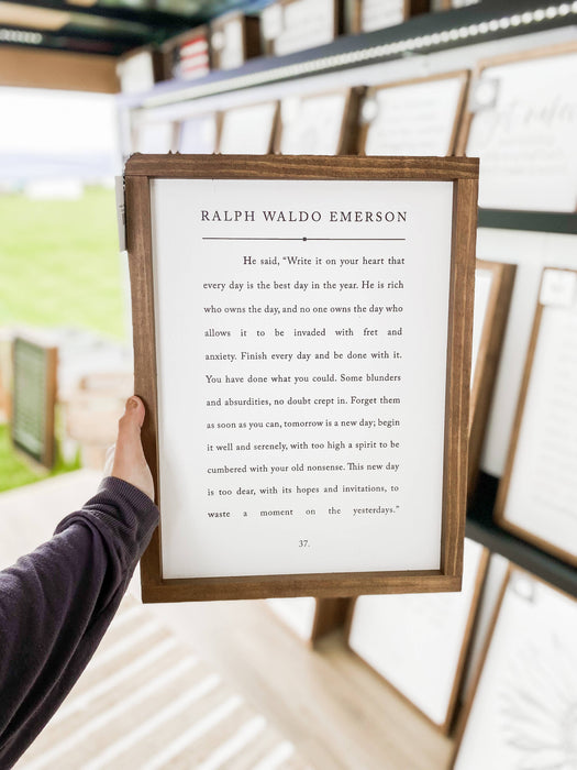 He Said, "Write It On Your Heart" - Ralph Waldo Emerson Framed Wall Sign 8x12"