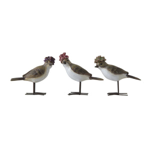 Bird with Flower Hat and Metal Feet, 3 Styles