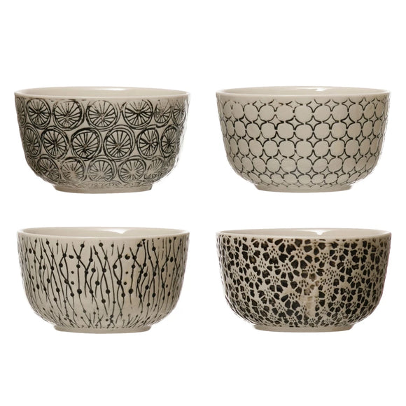 Hand Stamped Stoneware Bowls