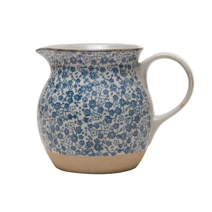 Blue Floral Print Pitcher