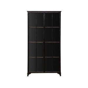 Black Metal Cabinet w/ Glass Doors