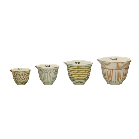 Patterned Stoneware Measuring Cups