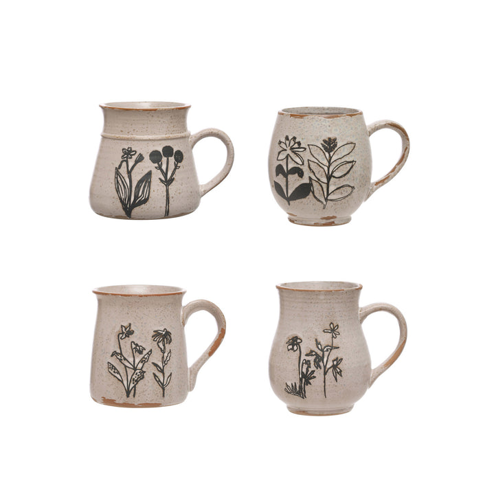 15 oz. Debossed Stoneware Mug , 4 Styles (Each One Will Vary) ©