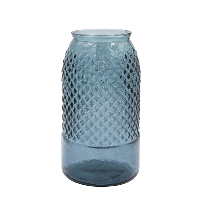Blue Recycled Glass Vase IN STORE PICKUP ONLY
