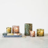 Green Recycled Glass Mosaic Votive Holder