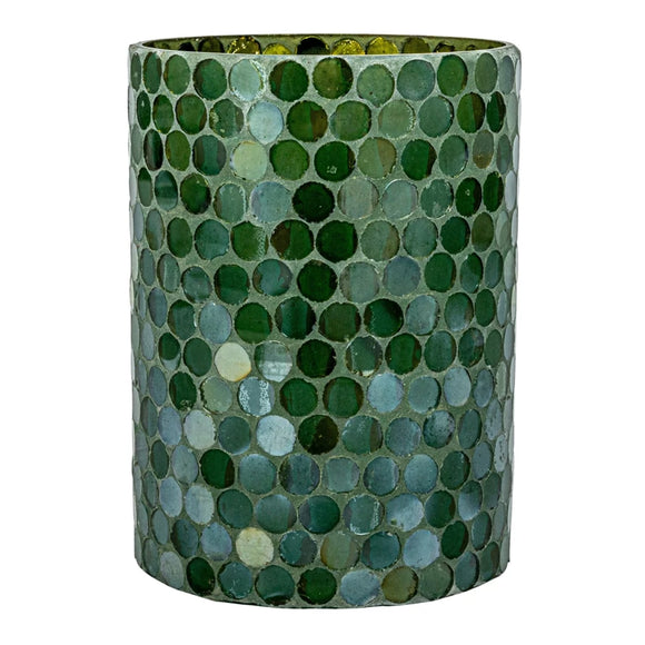 Green Recycled Glass Mosaic Votive Holder