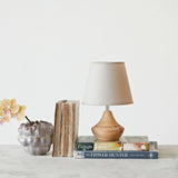 Eucalyptus Wood Table Lamp w/ Linen Shade