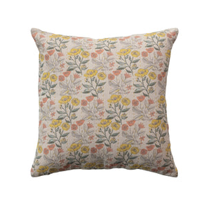 18" Square Cotton Chambray Printed Pillow & Kantha Stitch ©