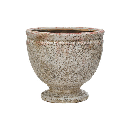 Terra-cotta Footed Planter, Distressed Finish (Holds 5" Pot)