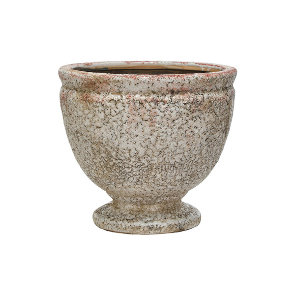 Terra-cotta Footed Planter, Distressed Finish (Holds 5