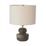 Mango Wood Table Lamp with Cotton Shade IN STORE PICKUP ONLY