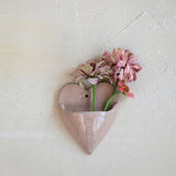 Pink Stoneware Heart Shaped Wall Planter