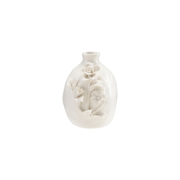 White Vase with 3D Flowers