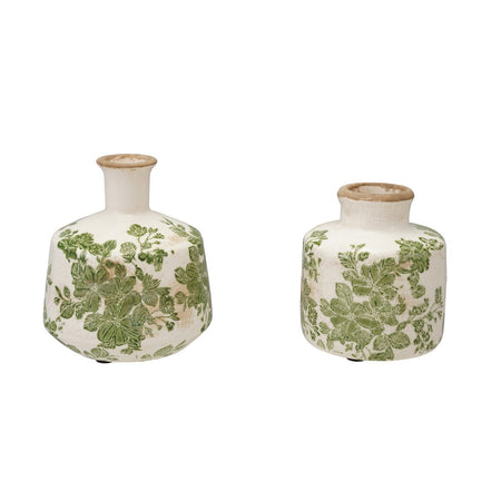 Stoneware Vase with Botanicals, 2 Styles (Each One Will Vary)