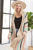 Striped Cardigan w/ Fringe