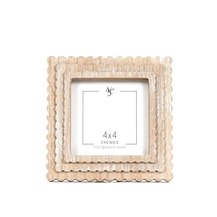 Natural Wood Scallop Photo Frame - 4x4" Photo