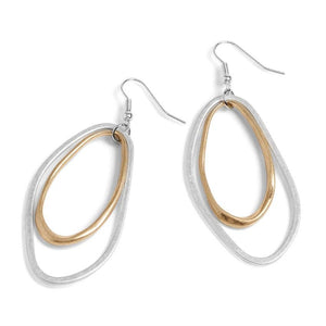 Mixed Metal Double Hoop Earrings