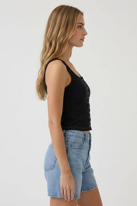 Light Blue Cotton Square Neck w/ Contrast Stitching Tank Top