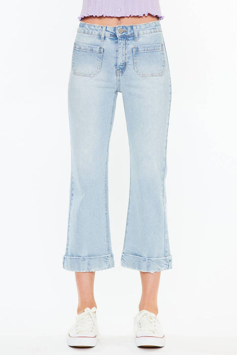 High Rise Relaxed Cropped Flare Kan Can