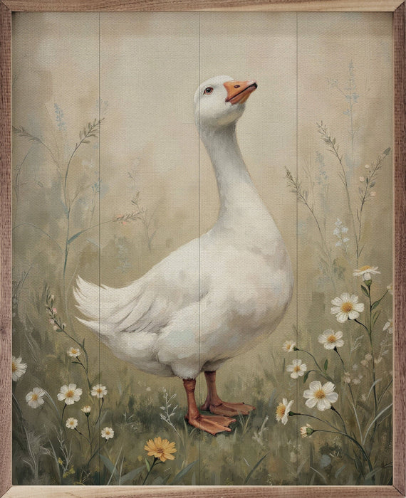 Goose In Meadow Framed Wall Art