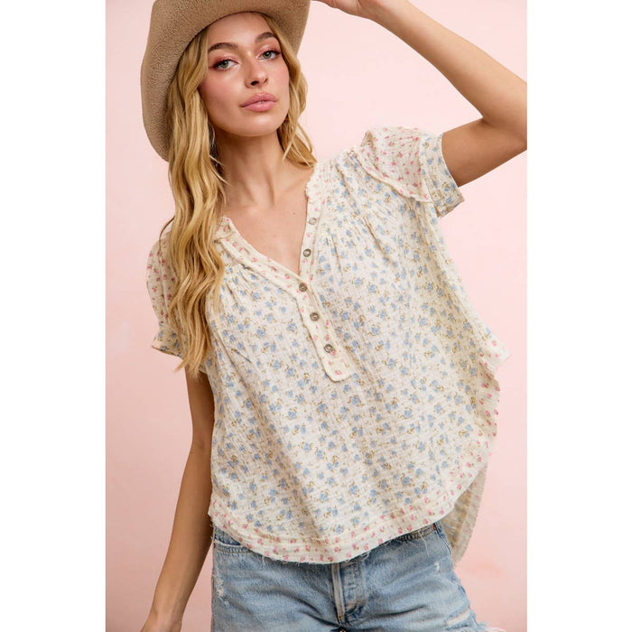 Floral Crinkle Top
