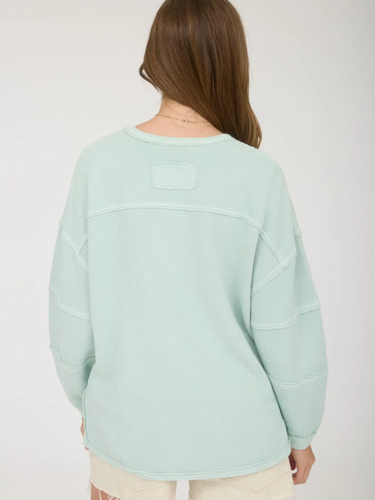 Exposed Seam Detail Long Sleeve Knit Top