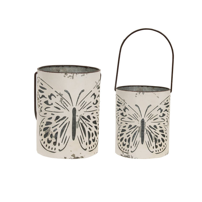 Butterfly Cutout White Metal Buckets