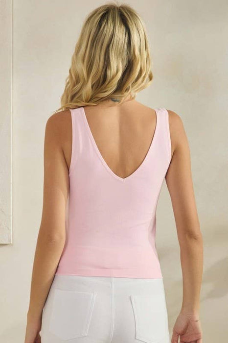 White Short Version - Reversible V Neckline Seamless Tank