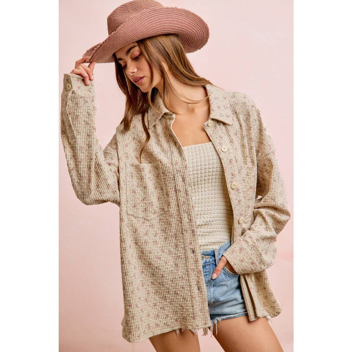 Floral Thermal Button Up Top