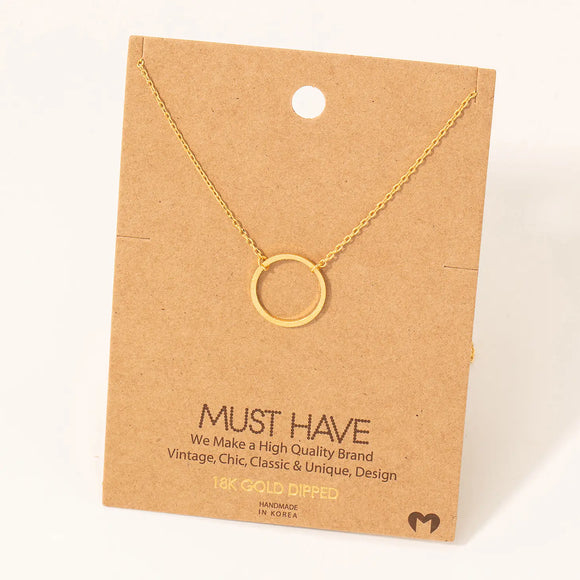 Silver Circle Cutout Pendant Necklace