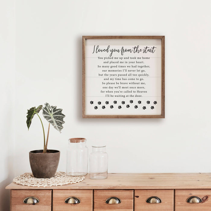 I Loved You From The Start Paws Framed Wall Sign