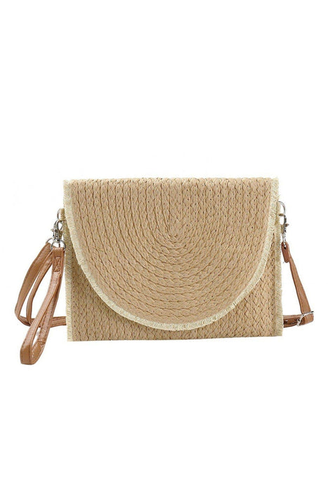 Frayed Trim Straw Women's Crossbody Bag/Clutch