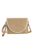 Frayed Trim Straw Crossbody/Clutch