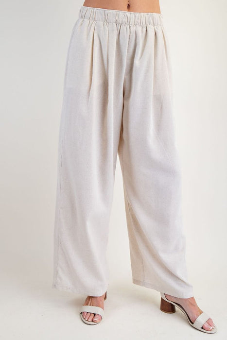 Oatmeal Linen Blend Wide Leg Pants