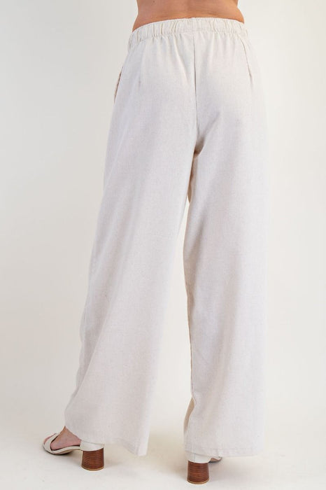 Oatmeal Linen Blend Wide Leg Pants
