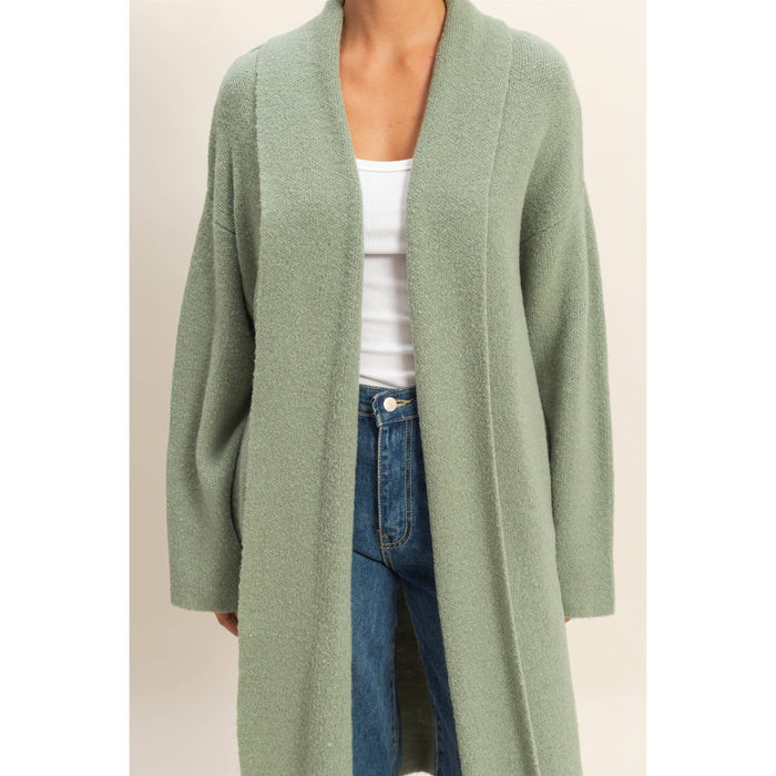 Sage Longline Open Front Duster Sweater